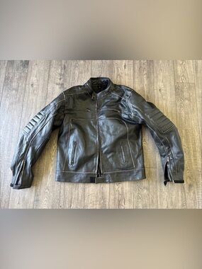 Real Leather Black Leather motorcycle Jacket - Classic Biker Style men’s L
